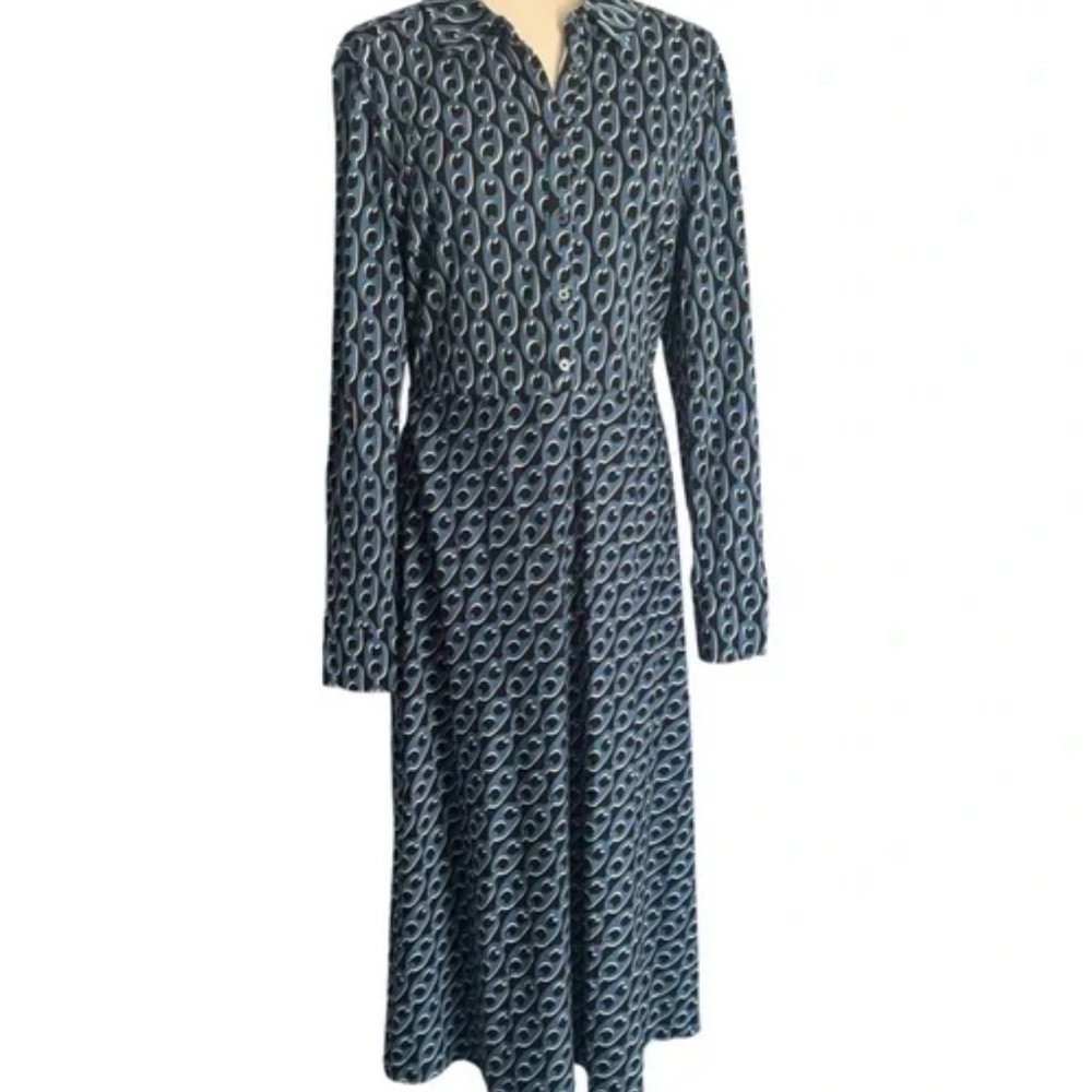 NWT Boden Laura Jersey Midi Shirt Dress in Graphic Chain US Sz 10R